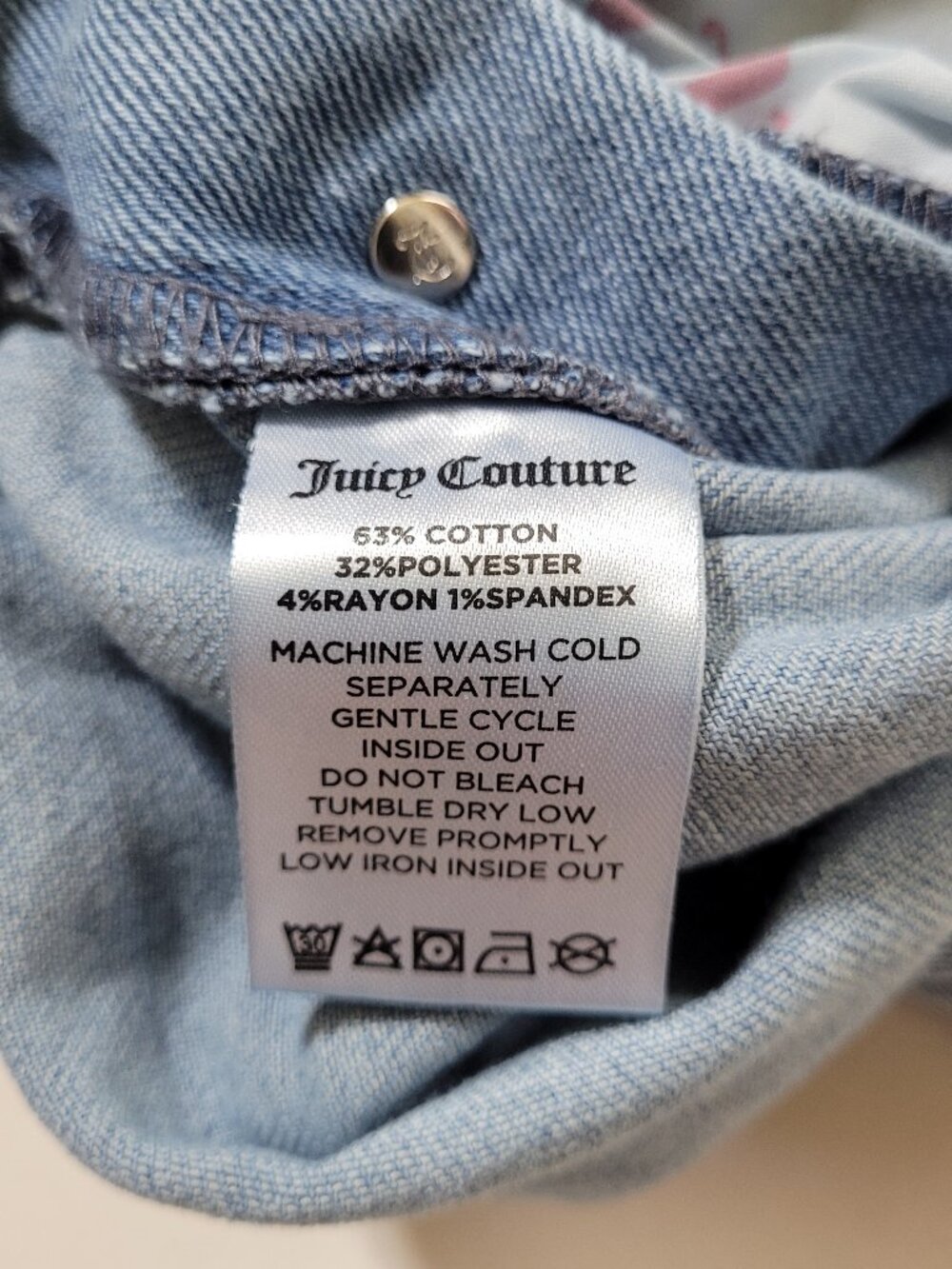Juicy Couture Y2K Denim Short Overalls Raw Hem Medium Wash Small Streetwear - Picture 6 of 11